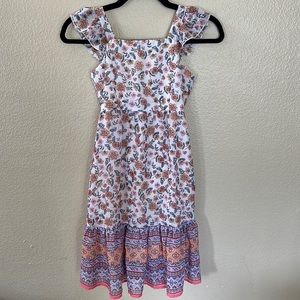 Zenzi Girls White Floral Cottage Core Flutter Sleeve Tie Back Maxi Dress S 6/6X